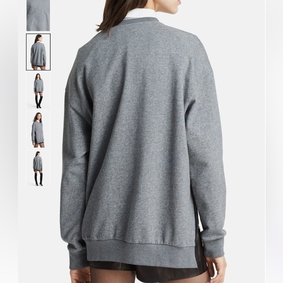 3.1 Phillip Lim Quilted Phoenix Oversized Sweatshirt gray size XS with side zip - Picture 5 of 8